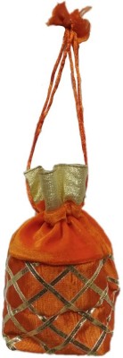 

Shreeji Decoration Handmade Silk Potli Batwa Pouch Bag Gift For Women Potli(Orange)