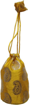 Shreeji Decoration Fancy Design Handmade Silk Potli Batwa Pouch Bag Gift For Women Potli(Yellow) available at flipkart for Rs.90