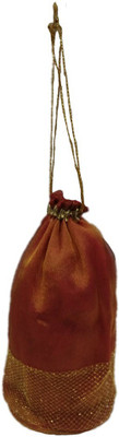 Shreeji Decoration Designer Net Handmade Silk Potli Batwa Pouch Bag Gift For Women Potli(Maroon) available at flipkart for Rs.99