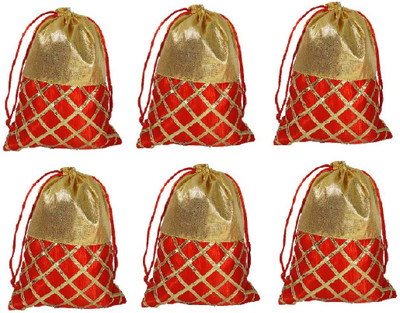

Addyz Pack of 6 Pieces. Ethnic Stylish Clutch Batwa potli bags Potli(Beige)