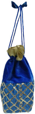 

Shreeji Decoration Amazing Designer Handmade Silk Potli Batwa Pouch Bag Gift For Women Potli(Blue)