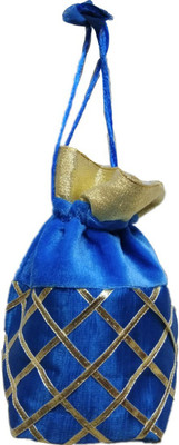 

Shreeji Decoration Handmade Silk Potli Batwa Pouch Bag Gift For Women Potli(Blue)
