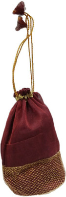 Shreeji Decoration Designer Net Handmade Silk Potli Batwa Pouch Bag Gift For Women Potli(Brown) available at flipkart for Rs.99