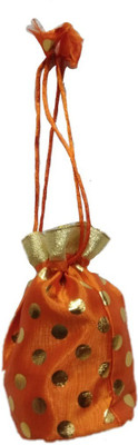 Shreeji Decoration Polka Dot Theme Ethnic Handmade Silk Potli Batwa Pouch Bag Gift For Women Potli(Orange) available at flipkart for Rs.90