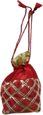 

Shreeji Decoration Handmade Silk Potli Batwa Pouch Bag Gift For Women Potli(Red)