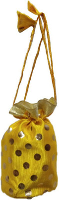 Shreeji Decoration Polka Dot Theme Ethnic Handmade Silk Potli Batwa Pouch Bag Gift For Women Potli(Yellow) available at flipkart for Rs.90