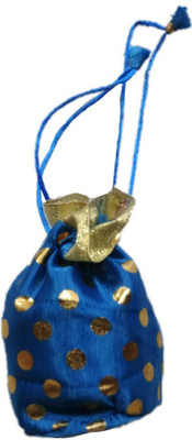 Shreeji Decoration Polka Dot ThemeEthnic Handmade Silk Potli Batwa Pouch Bag Gift For Women Potli(Blue) available at flipkart for Rs.90
