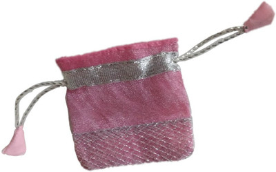 

Shreeji Decoration Square Ethnic Handmade Silk Potli Batwa Pouch Bag Gift For Women[6 pcs] Potli(Pink)