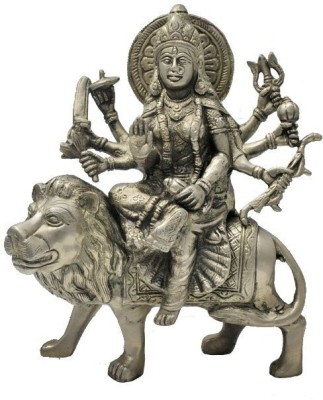 numeroastro Goddess Durga Idol In Panchdhatu Decorative Showpiece  -  21 cm(Brass, Silver)