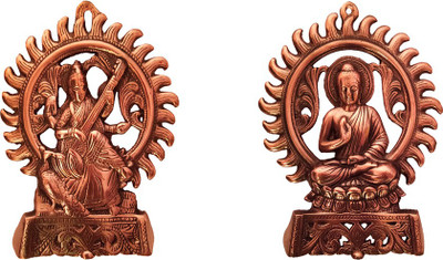 

VINTAN Combo of 2 Metal Wall Hanging Religious Goddess Saraswati Figurine/ Lord Gautam Buddha idol Handicraft Statue-Home Room Office Temple Mandir Murti Wall Decor Showpiece Gift item. Decorative Showpiece - 21 cm(Aluminium, Copper)