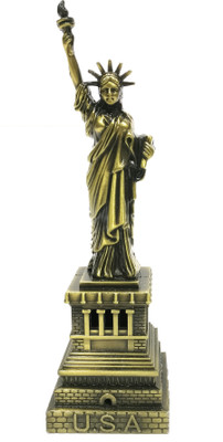 FunkyTradition 19 cm Tall Statue of Liberty New York City Show Piece for Home Office Decor and Anniversary Birthday Gifts Decorative Showpiece  -  19 cm(Brass, Brown)