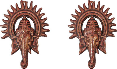 

VINTAN Combo of 2 Metal Wall Hanging Religious God Face Ganesh Figurine/Lord Ganesha idol Handicraft Statue-Home Room Office Temple Mandir Murti Wall Decor Showpiece Gift item. Decorative Showpiece - 24 cm(Aluminium, Copper)