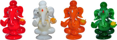 

TCARTS Combo of 4 Crystal God Ganesha Statue For Pooja Room, Car Dashboard, Desk/Table Decorative, Gift Items Decorative Showpiece - 4 cm(Crystal, Multicolor)