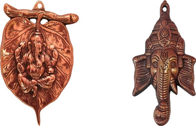 

VINTAN Combo of 2 Metal Wall Hanging Religious God Patta & Face Ganesh Figurine/Lord Ganesha idol Handicraft Statue-Home Room Office Temple Mandir Murti Wall Decor Showpiece Gift item. Decorative Showpiece - 22 cm(Aluminium, Copper)