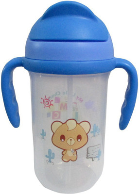 

My Little Champ Baby Soft Straw Sipper Cup Water Bottle With Handles 350ML(Blue)
