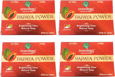

Treeology Papaya Power Brightning Glow Nature Soap Pack Of 4(300 g, Pack of 4)