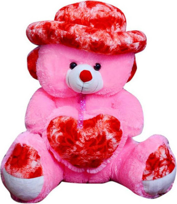 

Samayra Toys Pink Teddy Bear with Heart 3 Feet - 90 cm(Pink)