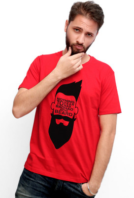 

Swadesi Stuff Printed Men's Round Neck Red, Black T-Shirt