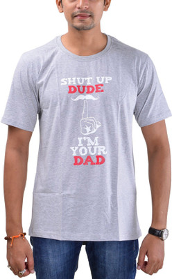 

Swadesi Stuff Printed Men's Round Neck Grey, White, Red T-Shirt