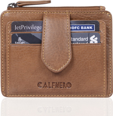 

Calfnero Men Brown Genuine Leather Card Holder(8 Card Slots), Camel