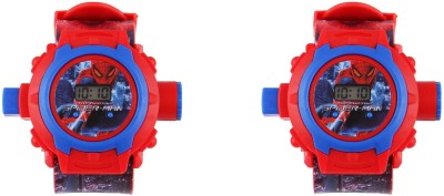 Kaira Combo 2 Pair Spiderman Kids Projector Watch with 24 Cartoon Images Watch  - For Boys   Watches  (Kaira)