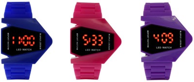 Nubela New Rocket LED Blue, Pink And Purple Color Combo Of 3 Watch  - For Boys & Girls   Watches  (NUBELA)