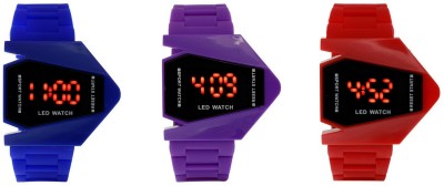 Nubela New Rocket LED Blue, Purple And Red Color Combo Of 3 Watch  - For Boys & Girls   Watches  (NUBELA)