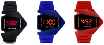 Orayan Airkraft Shape LED Black+Blue+Red Color Combo of 3 Watch  - For Boys & Girls   Watches  (Orayan)
