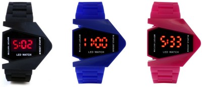 Orayan Airkraft Shape LED Black+Blue+Pink Color Combo of 3 Watch  - For Boys & Girls   Watches  (Orayan)