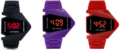Orayan Airkraft Shape LED Black+Purple+Red Color Combo of 3 Watch  - For Boys & Girls   Watches  (Orayan)