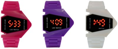Nubela New Rocket LED Pink Purple And White Color Combo Of 3 Watch  - For Boys & Girls   Watches  (NUBELA)