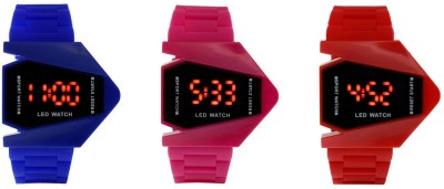 Nubela New Rocket LED Blue, Pink And Red Color Combo Of 3 Watch  - For Boys & Girls   Watches  (NUBELA)