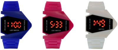 Nubela New Rocket LED Blue, Pink And White Color Combo Of 3 Watch  - For Boys & Girls   Watches  (NUBELA)