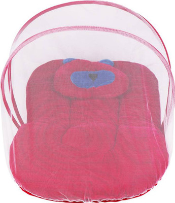 

My New Born Nylon Infants baby bedding set with folding velvet mattress, protective mosquito net and pillow Mosquito Net(Red)