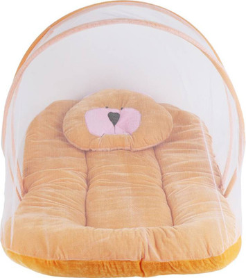

My New Born Nylon Infants baby bedding set with folding velvet mattress, protective mosquito net and pillow Mosquito Net(Peach)