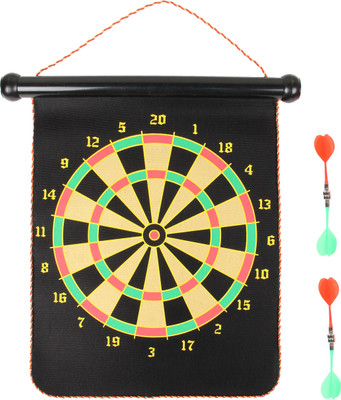

Toyvala Double-Faced 12" Magnetic Portable Darts Board - 4 Darts Board Game