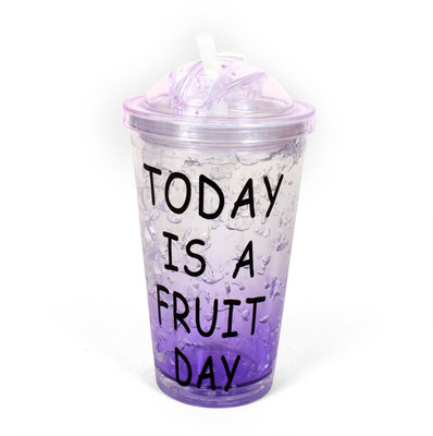 

Little Kitchen Bottle Double Layer Solid Plastic Shaped With Straw - 450 ML 450 ml Sipper(Pack of 1, Purple)