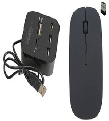 

techdeal All In One 3 Port USB Hub Cum Multi Card Reader With Ultra Wireless Slim mouse (Black) Combo Set