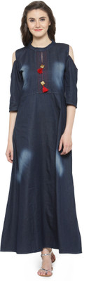 kvsfab Women Maxi Dark Blue Dress kvsfab Women Maxi Dark Blue Dress