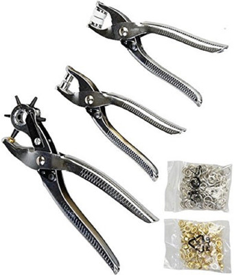 Dedso 3 in 1 Card Leather Belt Hole Punch + Eyelet Pliers + Snap Button Setter Tool Kit. Punch Plier(Length : 9 inch)