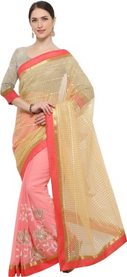 sarvagny clothing Embroidered Bollywood Georgette Saree(Gold)