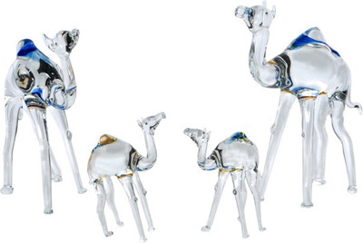 

TCARTS Crystal Attractive Camel Family By TCARTS Decorative Showpiece - 10 cm(Crystal, Multicolor)