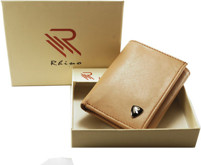 

the Rhino Men Beige Genuine Leather Wallet(6 Card Slots)