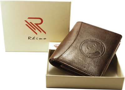 

The Rhino Men Brown Genuine Leather Wallet(8 Card Slots)