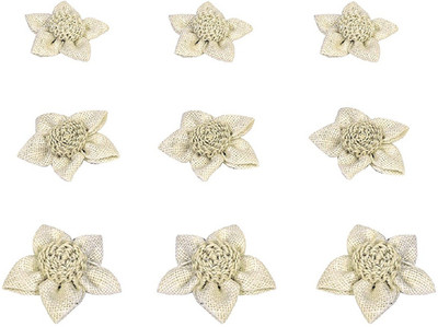 

Vardhman Jute flower, hand made, pack of 9 flowers, used in suits, dresses, decorations, furnishings, art & craft,