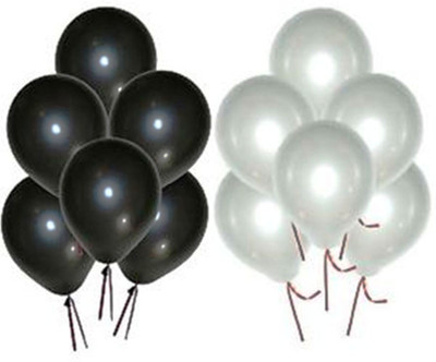 

Themez Only Solid METALLIC BLACK & WHITE Balloon(Black, White, Pack of 51)