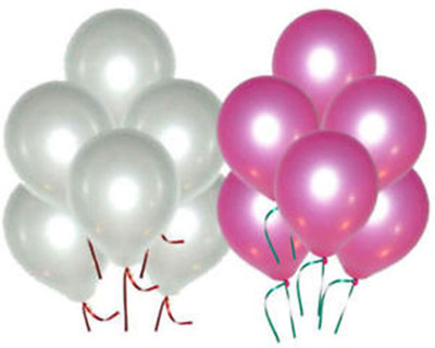 

Themez Only Solid METALLIC PINK & WHITE Balloon(Pink, White, Pack of 51)