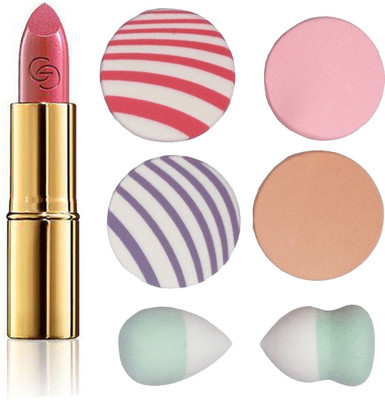 

Oriflame Sweden Giordani Gold Iconic Lipstick SPF 15 (Rose Petal - 30449) With Puff Sponge(Set of 7)
