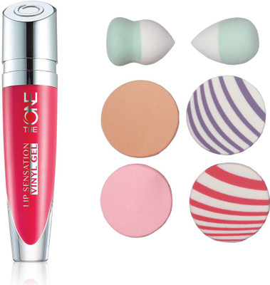 

Oriflame Sweden The ONE Lip Sensation Vinyl Gel 5 ml(Malibu Blush - 32449) With Puff Sponge(Set of 7)