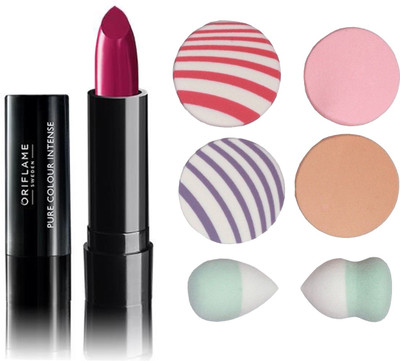 

Oriflame Sweden Pure Colour Intense Lipstick (Fabulous Fuchsia - 30822) With Puff Sponge(Set of 7)